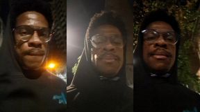andando na rua com o rosto cheio de porra