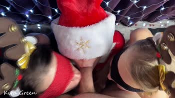 Kira Green's Christmas Foursome: Shared Cock and Cumming Delight