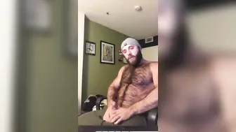 Hairy Bear Lumberjack Jerks His Thick Cock Outdoors