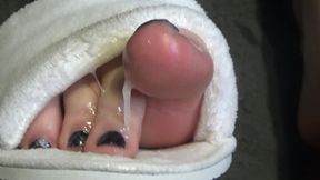 White Slipper Footjob (POV)