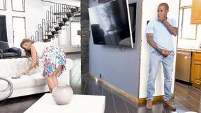 ”Extremely Horny & Attractive MILF Syren De Mer seduced by step daughter's big black cock BF at her home.”