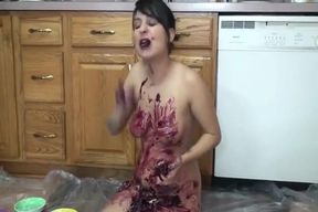 Tattooed Brunette's Messy Dildo Ride and Sloppy Blowjob Session