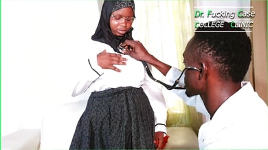 Dark-skinned patient in hijab receives creampie from doctor during private exam