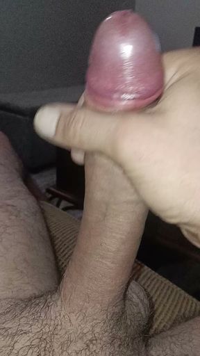 Slow motion uncircumcised dick precums