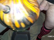 Crossdresser Pissing in a Bong and Blowing Bubbles