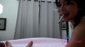 Amateur Brianna Arson looking so hot in pigtails getting fucked and smoking fetish GFE