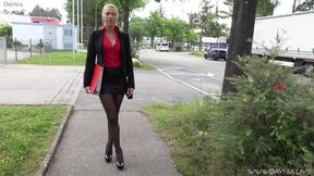 Daynia gets her German ass pounded hard in public & takes a hot load in her mouth
