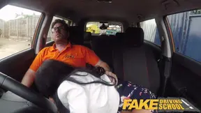 Sex Driving School Spunk covered pussy for busty British ba