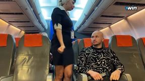 Flight Attendant Gets All Holes Fucked by Rowdy Passengers in Plane Cabin
