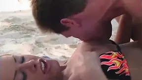 Blonde Beauty in Bikini Enjoys Hot Beach Sex Under Sunlight