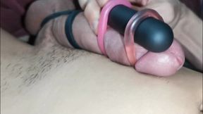 New Big Cock Toy Close up and Streams of Lube From the Swollen Red Head