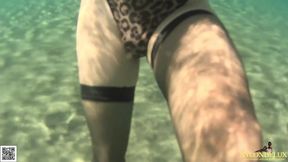 bodysuit and stocking tease under the sea