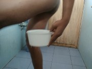 Enema on a clean container