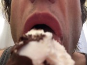 Dude Eating Ice Cream Up-close