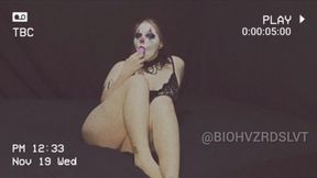 Goth Clown Sucks and Fucks Monster Dildo