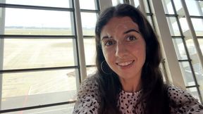 Katty West - Crazy Cumwalk In Big Airport Full Of People Risky Public Blowjob