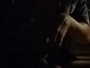 Transgirl Outside at Night Playing w/Herself Under Her Skirt & Bare-Chested