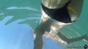 Black Stocking and Anal Beads in the Sea