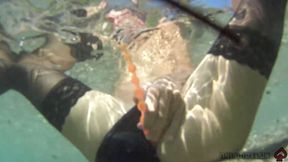Black Stocking and Anal Beads in the Sea