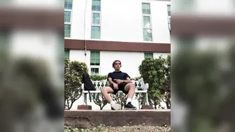 Latino twink jerks off and cums in a secluded park spot
