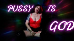 Lady Angela PUSSY IS GOD tattooed redhead femdom goddess thigh high boots pussy denial