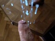 Pollón venoso y corrida masiva frente al espejo