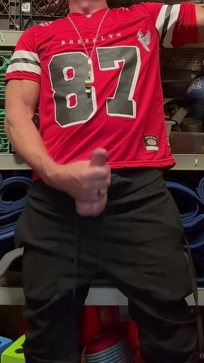 Jockdad87 Shoots a Load of Cum in His #87 Jersey