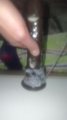 White oiled twink playing with his BBC toy can't get enough all night long