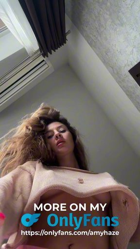 Sweet brunette try on haul clothes and shows her TITS