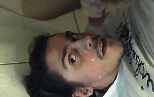 Self-sucking hunk masturbates and tastes his own cum