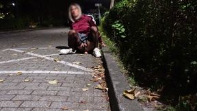 Fuck My Dildo on Parking Lot in Stockings
