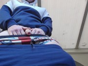 Chav lad In trackies pissing