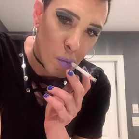 Green haired smoking femboy with makeup