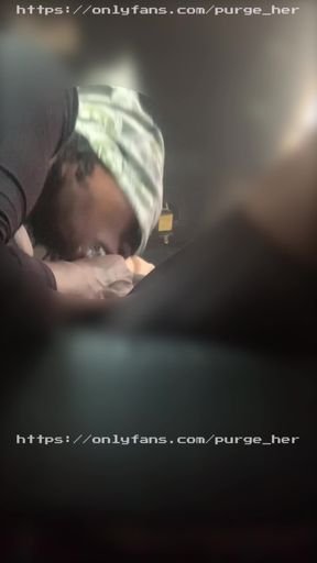 Cum in Her Throat in Front of Her House