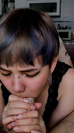 A girl with a teen face has a mouth full of sperm   Clip 1