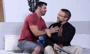 Dudes going to enjoy hardcore oral on couch
