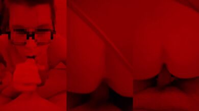 I pull her panties to the side at the swinger party