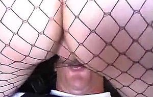 Ts in pantyhose admires threesome