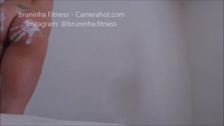 Sexy construction worker girl - painting the walls naked