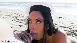 BANGBROS - Sailor Brazilian buxomy stunner publicly torn up on the beach