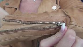 I zip and unzip my favorite red leather jacket d
