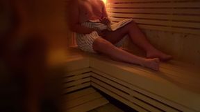 Caught masturbating in public sauna, risky jerk off