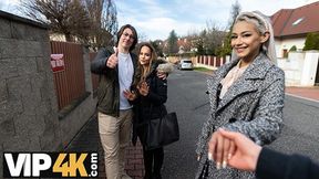 Latina beauty with huge tits gets fucked by stranger while her BF watches