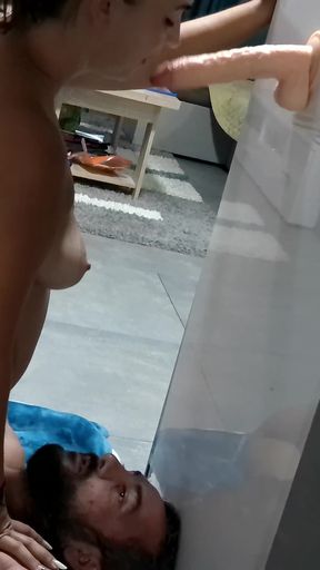 Sucking Dildo While Swallow Spit, Spitting Humiliation
