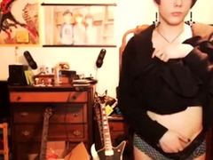 Short-Haired Crossdresser Cutie on Webcam