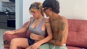 Stepsister gets a nice fuck and a creamy cum in her ass