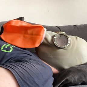 BHDL - N.V.A. GASMASK NO.1 - BREATHPLAY TRAINING - 2 LITER BREATHBAG UNABLE TO FULLY BREATH IN AND EXHALE