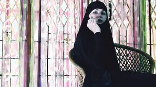 BIG BOOBED MUSLIM HIJAB SEXY SMOKING CIGARETTE