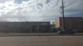 Bianca strutting her ass at bus stop