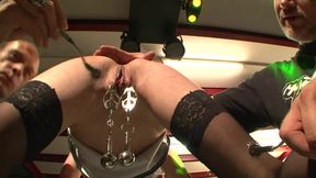 Humiliating petite nipples, pussy pinching in masked